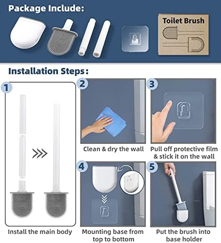 WC četka - silikonska toaletna četkica sa kliznim četkom za čišćenje duge ručke, kupaonica WC EIT BEST