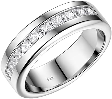 SweetJew muški vjenčani prstenovi 925 Sterling Silver Ring princeza okrugli rez bijeli aaaaa kubni