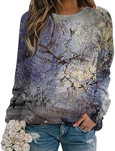Nyybw ženska trendi štampana dukserica s Crewneck pulover Casual labava dukserica s dugim rukavima
