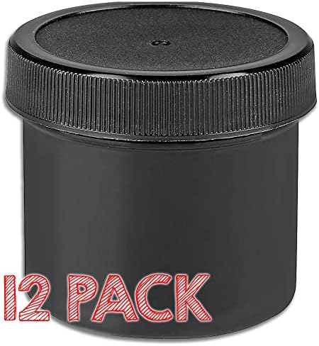 2 oz crna okrugla plastična staklenka - pakovanje od 48 BPA besplatnih kozmetičkih kontejnera i poklopca