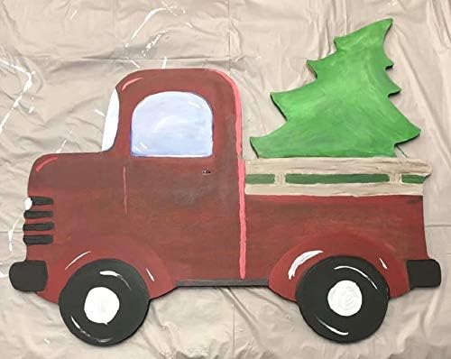 Božićni kamion izrez nedovršeno Drvo Holiday Božić država vješalica za vrata MDF oblik platna stil 1