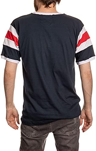 Calhoun NHL Surf & Skate muška ramena Stripe Varsity umetak rukav Retro stil T-Shirt-the Coastal Collection