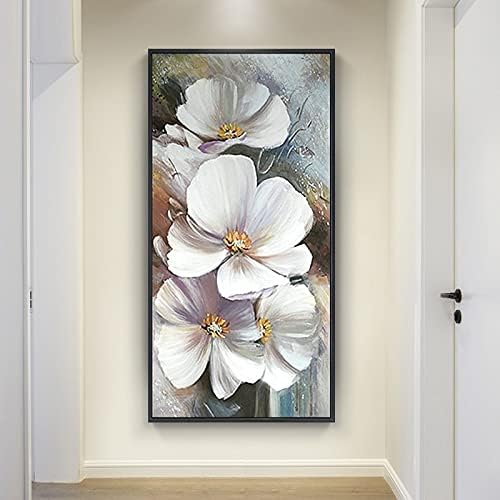 Vertikalno cvjetanje cvijeća ulje-ručno oslikano moderni ulaz apstraktne umjetničke slike na platnu, umjetnička