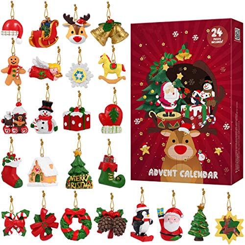 NUOBESTY Božić Advent Kalendar sa 24 smola Hanging Ornamenti 2020 Božić Tree Hanging figurice Mini