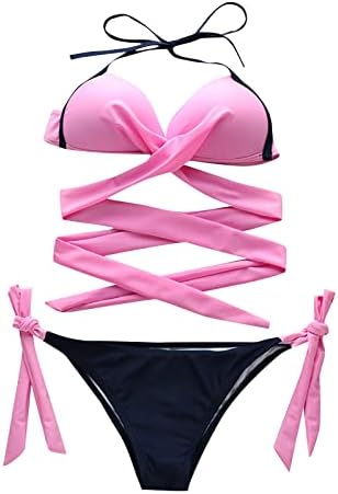 Žene 2 kom bikini setovi Twist Crow Color Block kupaći odijela Cisterna Bikini Set Halter Tie