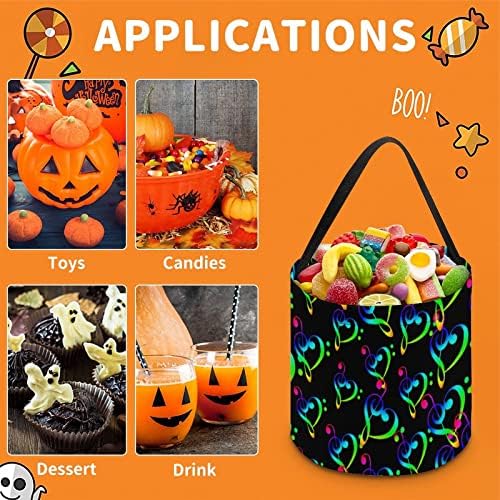 Cool muzička nota Halloween Trick Or Treat Candy Bucket tote torba za višekratnu upotrebu sa ručkom