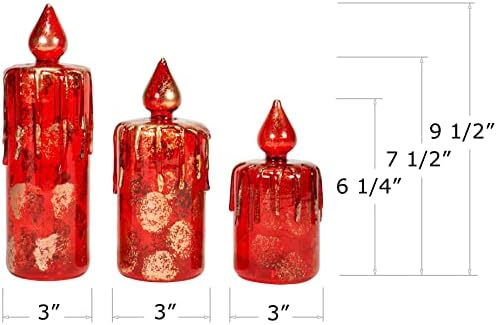 Red Co. Dekorativni stakleni ukrasi figurice Božićne svijeće sa LED svjetlima, svjetlosni dekor