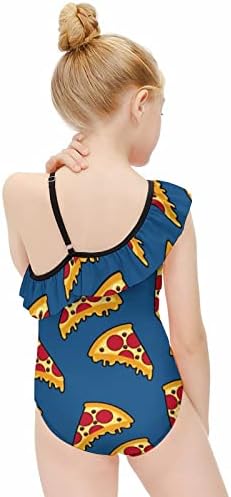 WEEDKEYCAT Pizza Doodle Jednodijelni kupaći kostimi za djevojčice s volanima s jednim naramenicom kupaći kostim