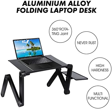 LHLLHL Podesivi prenosni aluminijski laptop za laptop za ergonomski TV krevet PC stolni stol za notebook stol za stol sa jastukom za miš