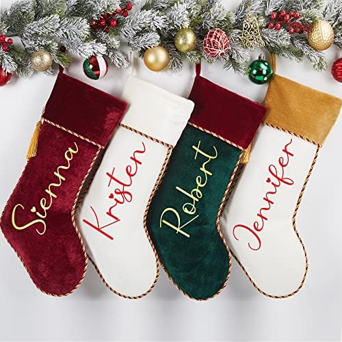 Personalizirane božićne čarape 18 Velike baršunaste božićne čarape sa reselom za decu porodičnog