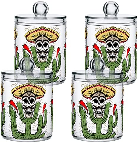 Yyzzh kaktus lubanja u šeširu Dia de los muertos ispis 2 pakovanja QTIP-ovog držača za pamučnu swab loptu okrugla