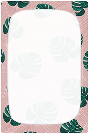 Alaza Tropical Palm list Boho ružičasti listovi kreveta ugrađeni bassinet list za dječake