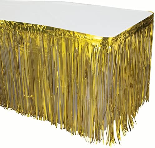 29 inča x 18 stopa duga folija sa resama stona suknja zlatna boja | metalik pravougaona stona suknja