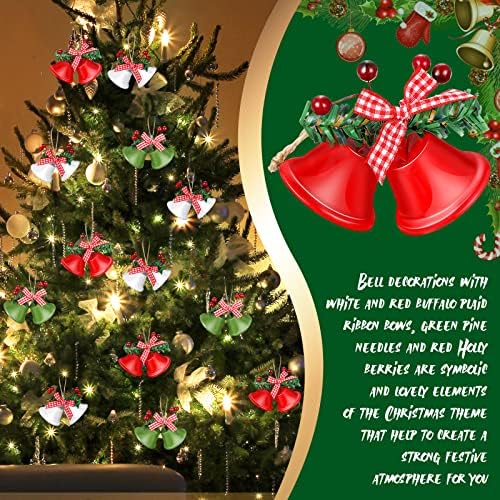 24 komada Božićna zvona viseće božićne zvona ukrasni vintage božićni ukrasi zeleni bijeli crveni zvonik