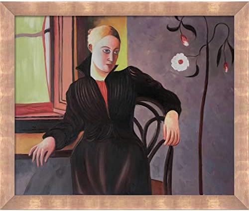 La Pastiche žena sjedi pored prozora sa rumenim okvirom od ružičastog zlata, 23x 27