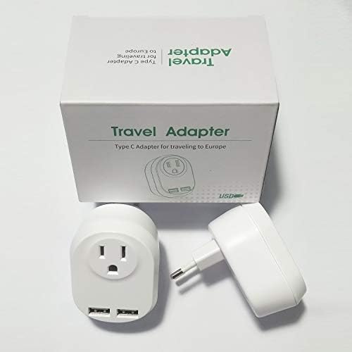 Evropski Adapter sa USB punjačem: Putujte od nas u Evropu, Tip C, bijeli [2 pakovanja]
