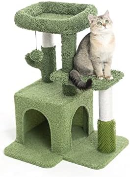 Pesofer mačje Drvo, mali stan za mačke sa Sisal stubom za grebanje i stub za masažu zeleni