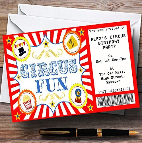 Crveni cirkuski ulaznici Teme personalizirani pozivnice za rođendan