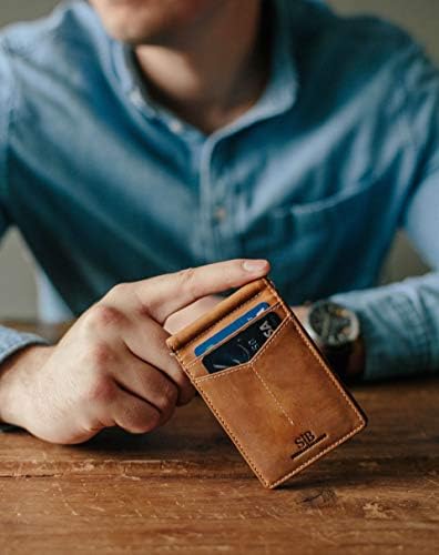 SERMAN marke RFID Blokiranje novčanika Slim Bifold-minimalistički prednji džepni novčanici od prave kože za muškarce s poklonom za kopče za novac