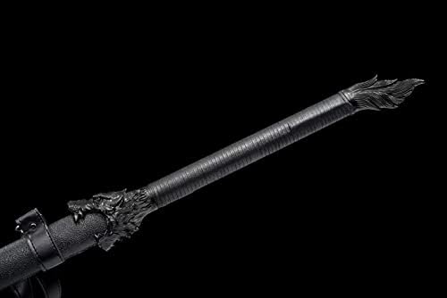 MN mač - ručno rađeni vučji mač ravni karbonski čelični oštrica kineska tang dao sa pojasom