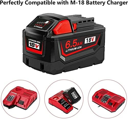 2-pakovanja 18V 6500mAh zamjenska baterija za Milwaukee 18V baterija Kompatibilna sa Milwaukee M-18 6.5Ah