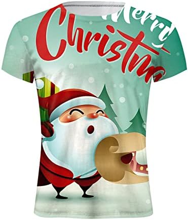 DSODAN božićni muški strojevi s kratkim rukavima, smiješni Xmas Santa Claus Print Atletic Work