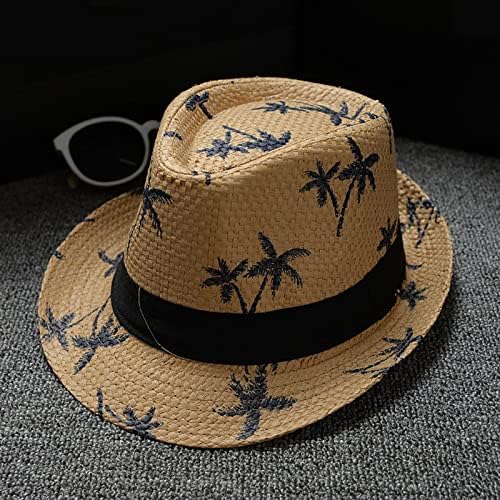 Unisex bambus Print Fashion Wide Brim Roll Up Fedora Hats Jazz Hat Bowler šeširi sa crnim bendom