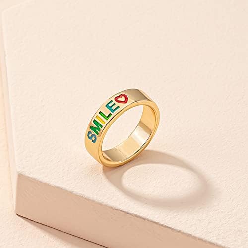 2023 Novo šareno pismo ulje za kapanje ljubavi ljubavni prsten ženski retro običan prsten poklon za prijatelje