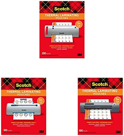 Scotch Thermal Laminating Pouches, 200-Count, 8.9 x 11.4 & Thermal Laminating Pouches, 100-Pack,
