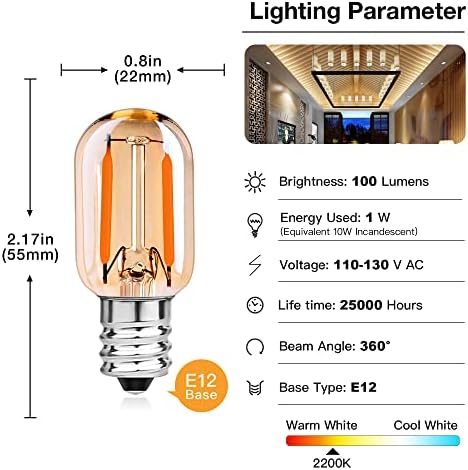 Sphoon T22 1w cevasta LED sijalica,Edison LED filament privjesak rasvjeta, E12 kandelabra baza,10w zamjene