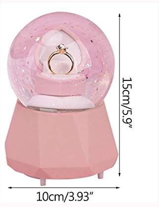 Liuzh Creative Diamond Ring Snow Globe Crystal Ball Rotiranje muzičke kutije Božićni ukras za kućna kućna dekoracija