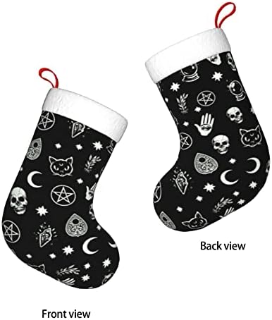 Austenstern Božićne čarape Cat Skull Moon Star Dvostrano kamin Viseće čarape