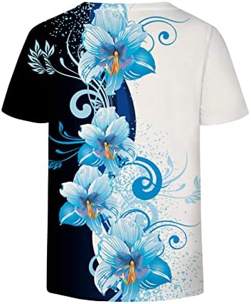 Majica Dame Lad ljeto kratki rukav 2023 Pamuk V izrez Grafički print cvjetna majica za blube za teen
