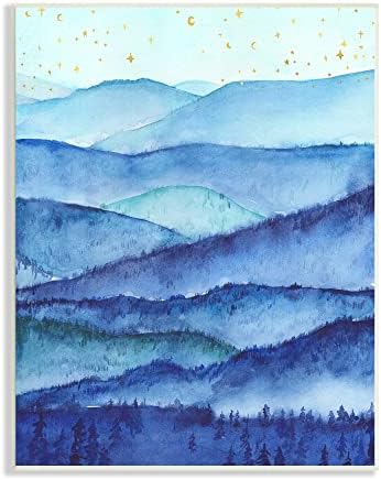 Stupell Industries Blue Mountains trees krajolik Shining Stars Sky, dizajn by Arrolynn Weiderhold