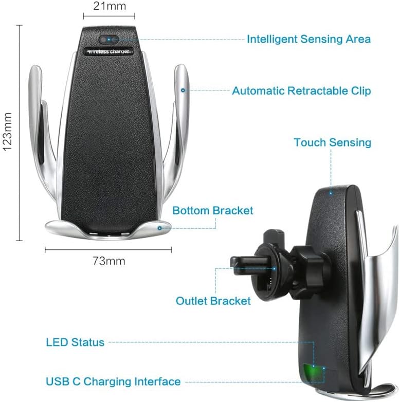 Bežični automobilski telefon Mount Qi punjač 10W Brzi punjenje Smart senzora Zračni nosač telefona za