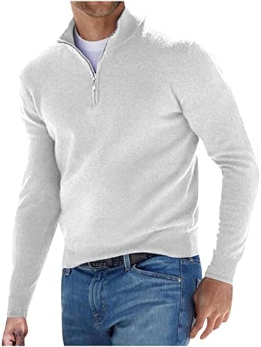 Muški tanak fit zip up džemper stand up up collar četvrt patentnih patentnih zatvarača vunene košulje