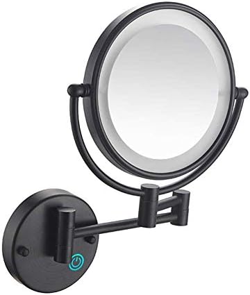 Zaahh zidno ogledalo za šminkanje sa LDE svetlima,8-inčno dvostrano okretno zidno ogledalo sa uvećanjem,okretno za 360 stepeni,produžna ruka,okrugla, za kupatilo
