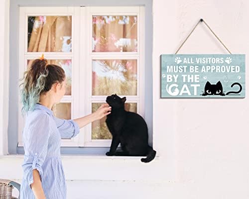 Creoate Funny Cat Sign, Slatka mačka Zidna umjetnost Mačja Wood Sight Felling Decor za kućni dekoracija,