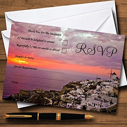 Santorini u Grčkoj u inostranstvu personalizirane RSVP kartice