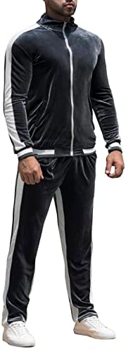 RPovig Velor trenerka Velvet: Muški trenerki za trčanje 2 komada Postavite pantalone sa džepovima sa džepovima