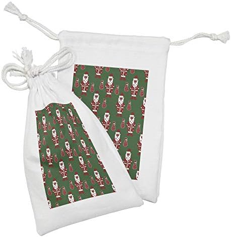 AMESONNE geometrijska torbica od 2, Santa Claus holding sadašnju torbu na živahnu pozadinu sreće, male torbe za izvlačenje za maske za toaletne potrepštine, 9 x 6, zelena rubina bijela