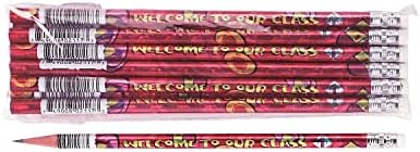 Moon Products 2117b Decorated Wood Pencil, Welcome to our Class, HB 2, Red BRL, Dozen