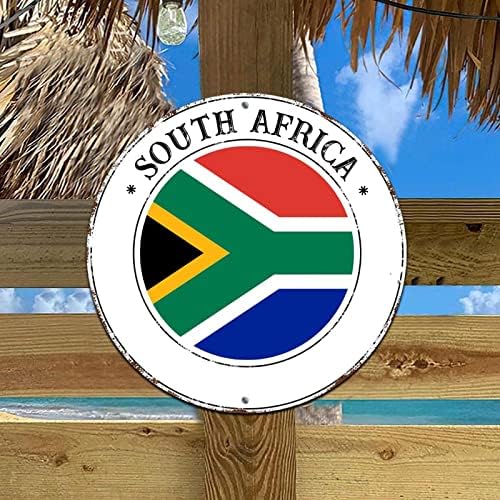 Južna Afrika Aluminijski metalni vijenac potpisuje južnoafrička afrika zastava METAL METAL Art Sign Cabin Decor Rustic Style hrđ Besplatno otporne na vrijeme otporne na patriotske metalne vijenac za vikendice 9x9in