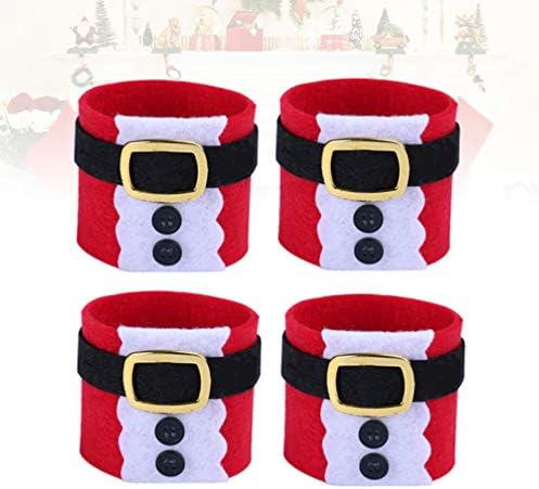 Amosfun Kickstand 4pcs Božićne prstenove sa salvetama sa Santa pojasevima uzorak Držači salveta