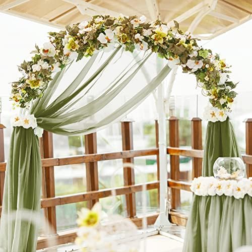 Fixwal zeleni šifon trkač stola, 120 inča kadulja zelena elegantna čista vjenčanica, romantični ukrasi