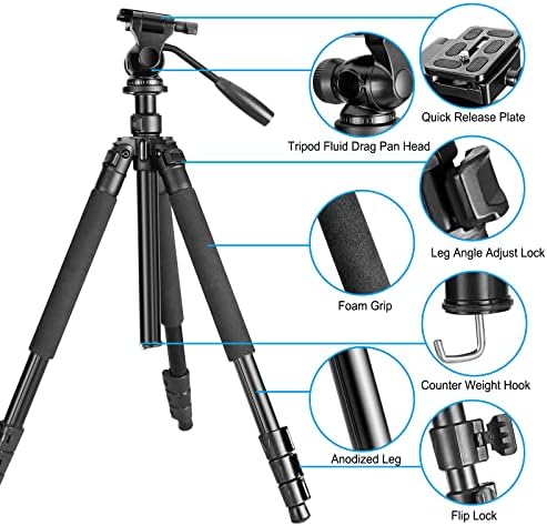Celticbird kamera Stativ, stativ za kameru i telefon - putni stativ sa držačem telefona i torbu za nošenje za uočavanje opsega, dvogled, kamkorderi, DSLR, projektor, prsten i telefon