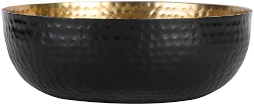MyGift crni metal čekić ukrasna zdjela za kućni dekor sa zlatnim interijerom, umjetničko deco stil središnje