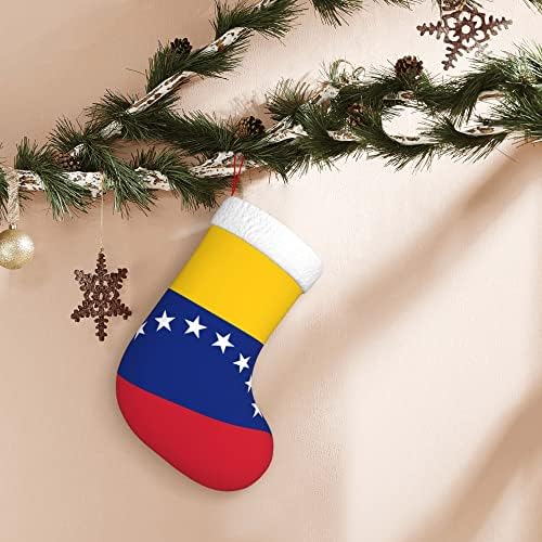 QG ZZX Božićne čarape sa bijelom super mekom plišanom manžetnom zastavom Venezuela Xmas Čarape Božićne ukrase Čarape