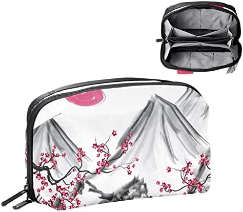 Ručno obojena japanska torba za šminkanje cvijeta trešnje Mountain Sunset za torbicu Prijenosna