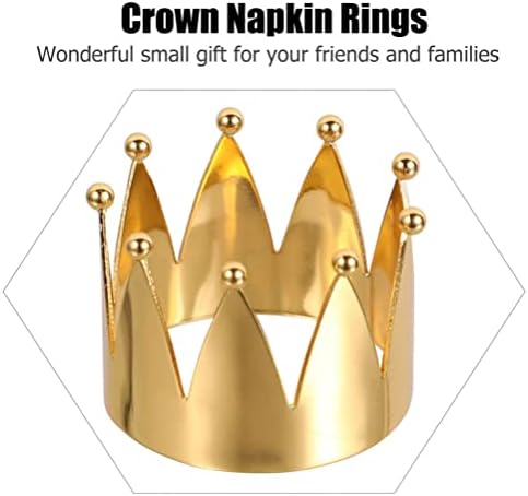 Frcolor Vjenčani ukrasi Zlatni nehrđajući čelik prstenovi za salvete od krune Večera salveta -6pcs Dekor